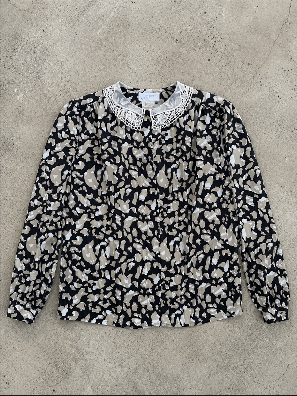 90s Jessica Blouse Lace Peter Pan Collar Floral Print Woman Small Coquette Twee